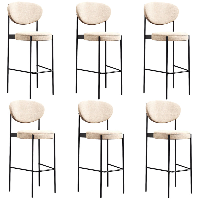 Industrial Upholstered Armless Bar Stool Round Seat Bar Chair with Metal Legs