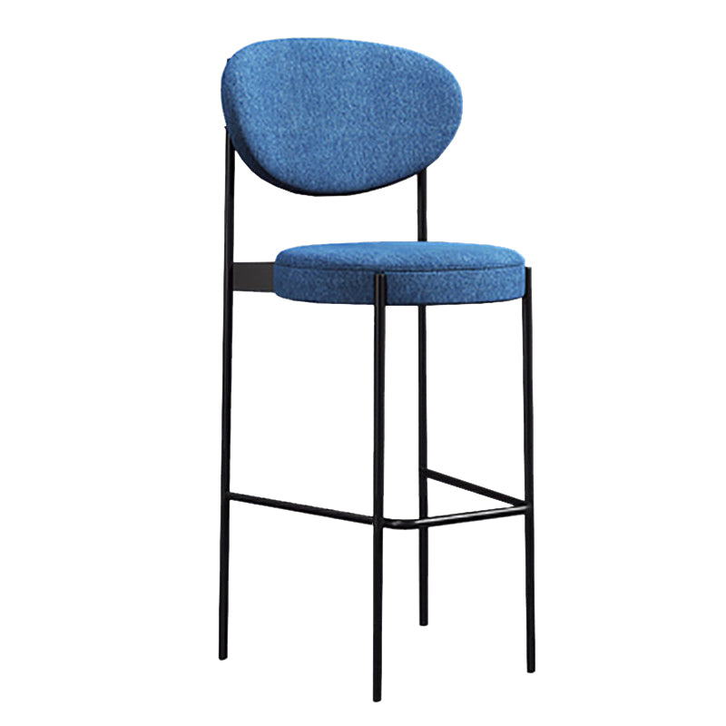 Industrial Upholstered Armless Bar Stool Round Seat Bar Chair with Metal Legs