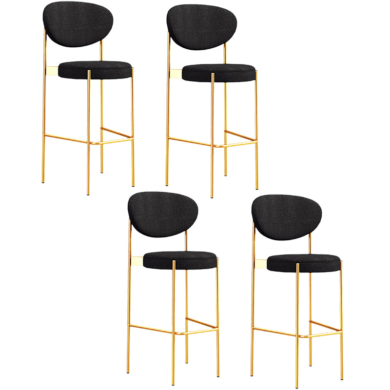 Industrial Upholstered Armless Bar Stool Round Seat Bar Chair with Metal Legs