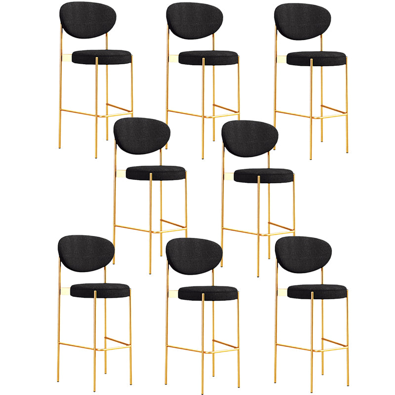 Industrial Upholstered Armless Bar Stool Round Seat Bar Chair with Metal Legs