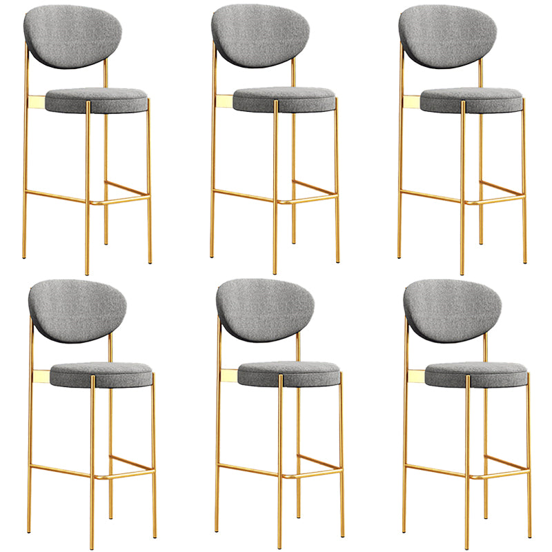 Industrial Upholstered Armless Bar Stool Round Seat Bar Chair with Metal Legs