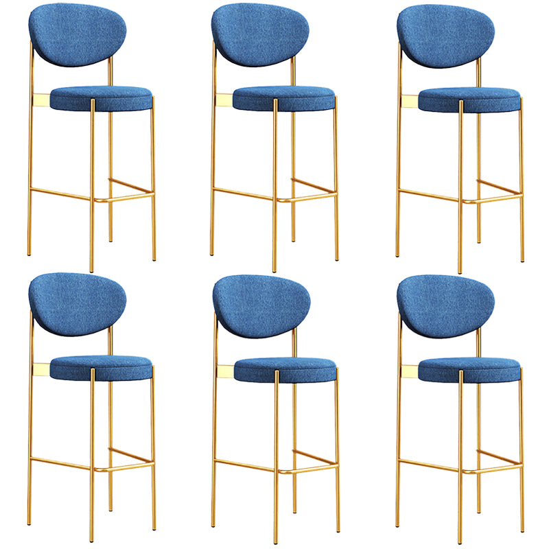 Industrial Upholstered Armless Bar Stool Round Seat Bar Chair with Metal Legs