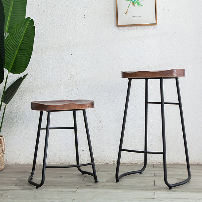 Modern Footrest Solid Wood Bar Stool Dessert Shop Backless Stool