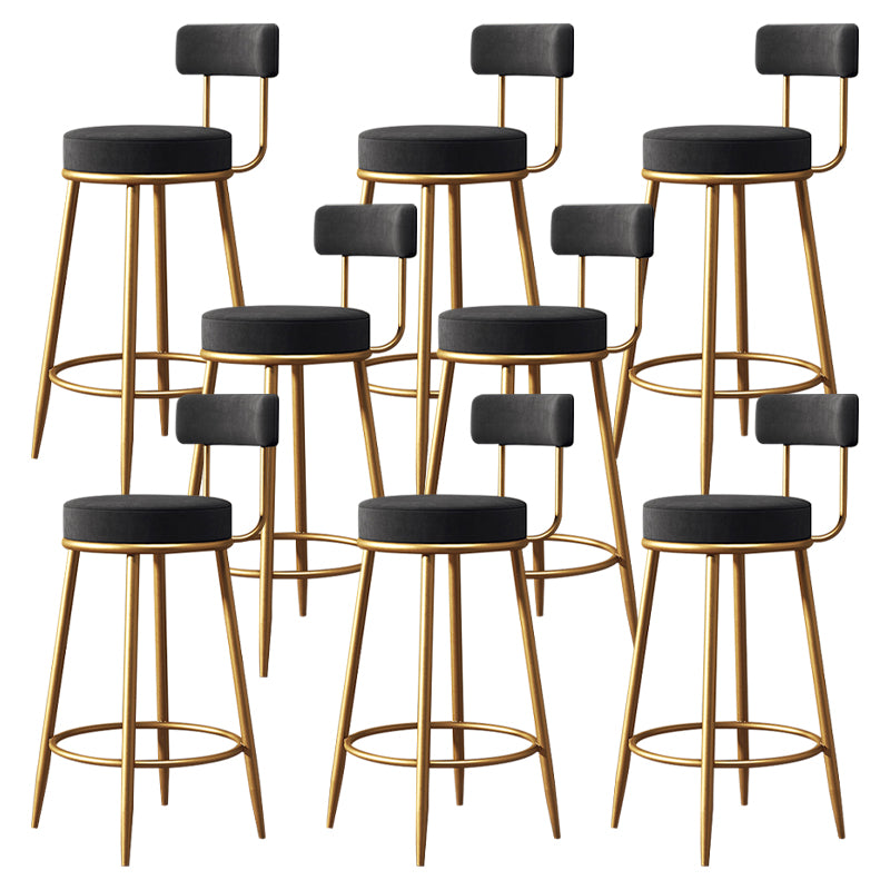 Armless Round Seat Bar Chair Industrial Low Back Upholstered Bar Stool