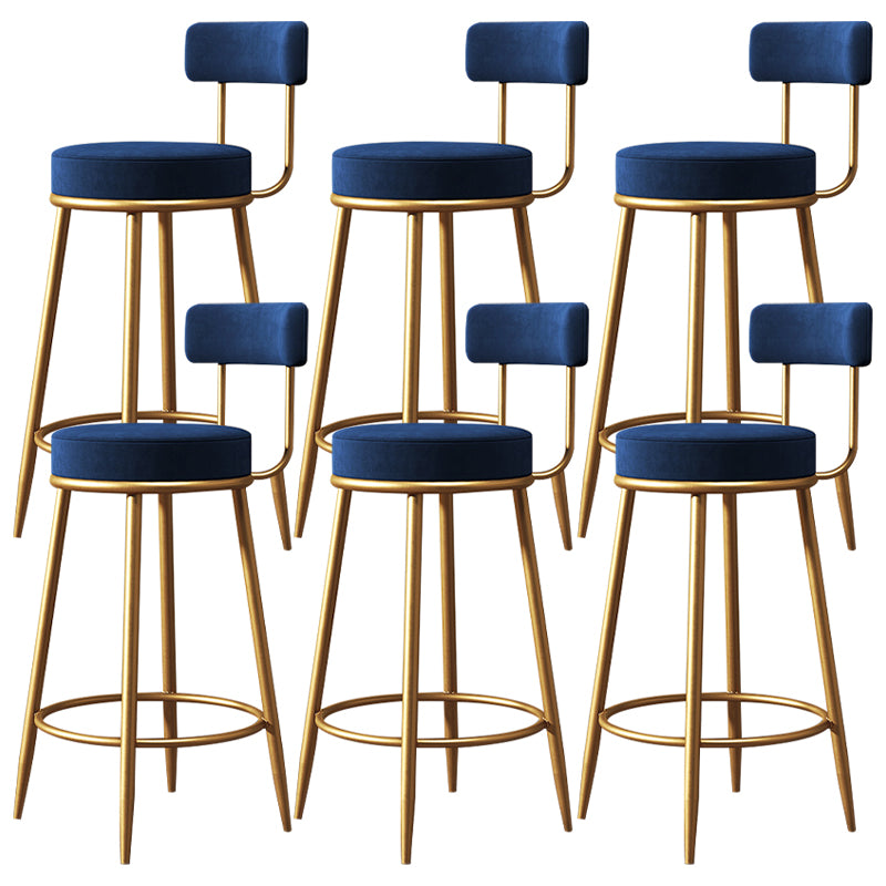 Armless Round Seat Bar Chair Industrial Low Back Upholstered Bar Stool