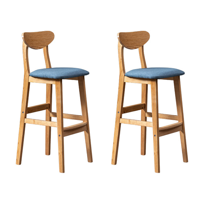 Scandinavian Wood Stool Rectangle Seat Upholstered Counter Stool