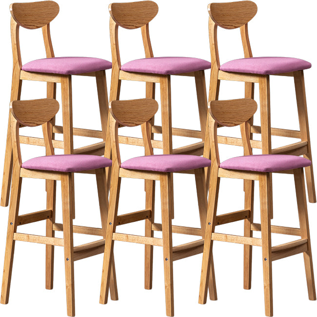 Scandinavian Wood Stool Rectangle Seat Upholstered Counter Stool