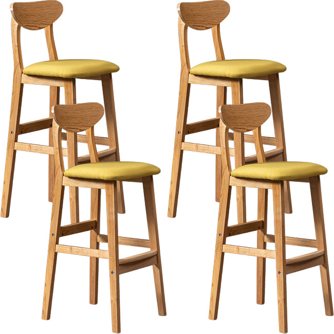 Scandinavian Wood Stool Rectangle Seat Upholstered Counter Stool