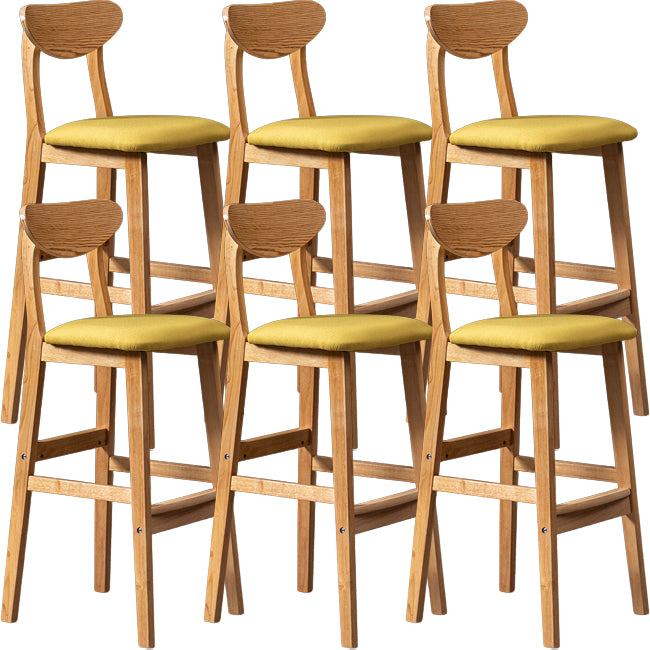 Scandinavian Wood Stool Rectangle Seat Upholstered Counter Stool