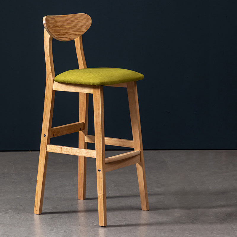 Scandinavian Wood Stool Rectangle Seat Upholstered Counter Stool