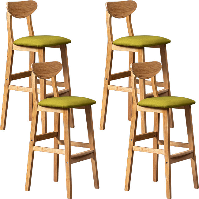 Scandinavian Wood Stool Rectangle Seat Upholstered Counter Stool