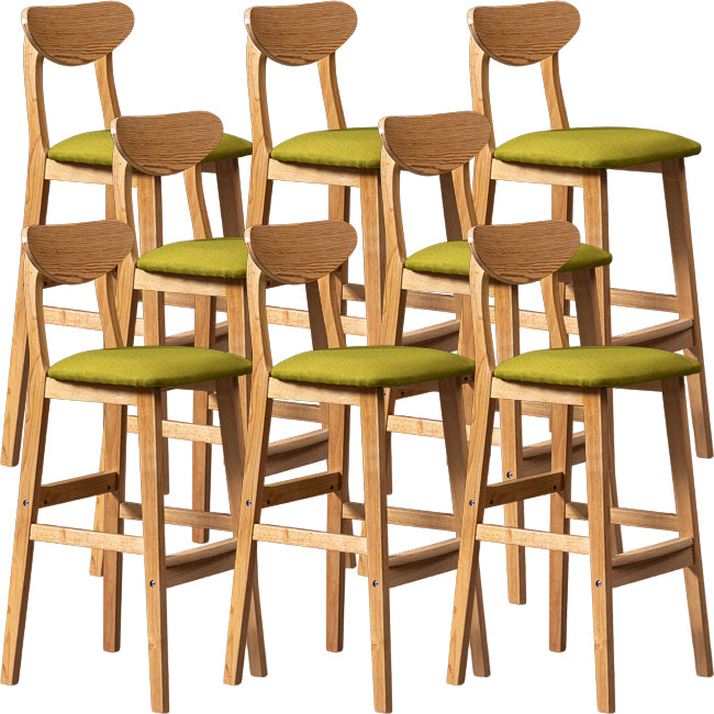 Scandinavian Wood Stool Rectangle Seat Upholstered Counter Stool