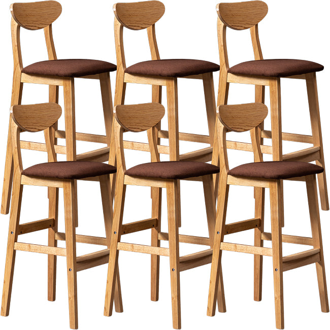 Scandinavian Wood Stool Rectangle Seat Upholstered Counter Stool