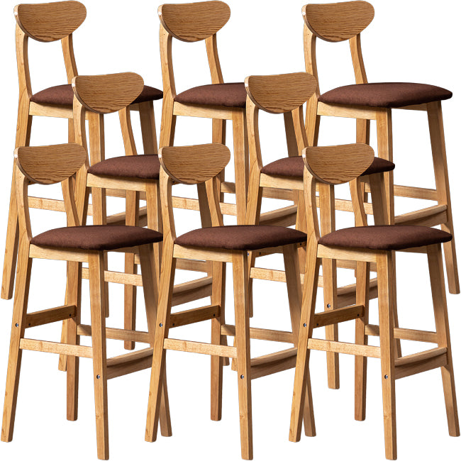 Scandinavian Wood Stool Rectangle Seat Upholstered Counter Stool