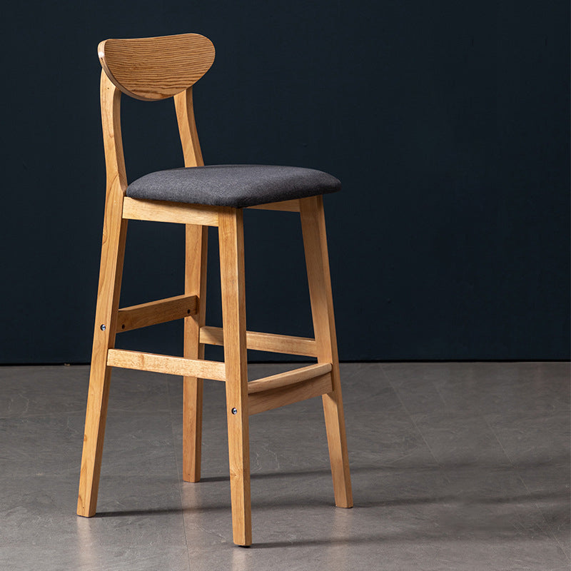 Scandinavian Wood Stool Rectangle Seat Upholstered Counter Stool
