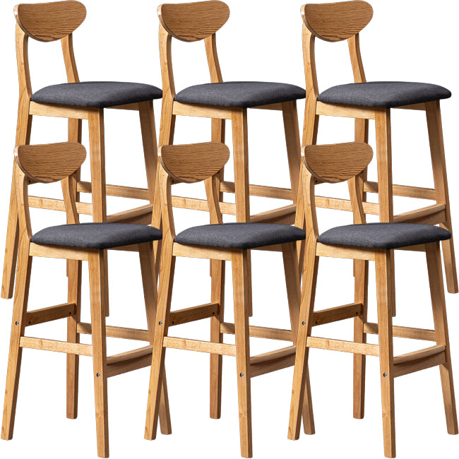 Scandinavian Wood Stool Rectangle Seat Upholstered Counter Stool