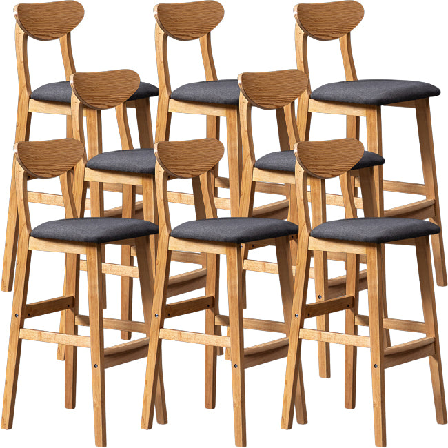 Scandinavian Wood Stool Rectangle Seat Upholstered Counter Stool