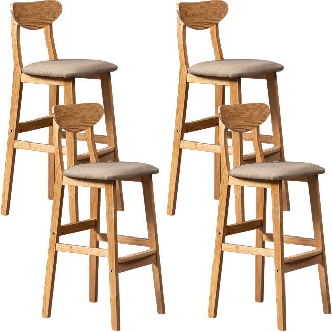 Scandinavian Wood Stool Rectangle Seat Upholstered Counter Stool