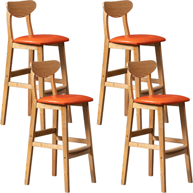 Scandinavian Wood Stool Rectangle Seat Upholstered Counter Stool