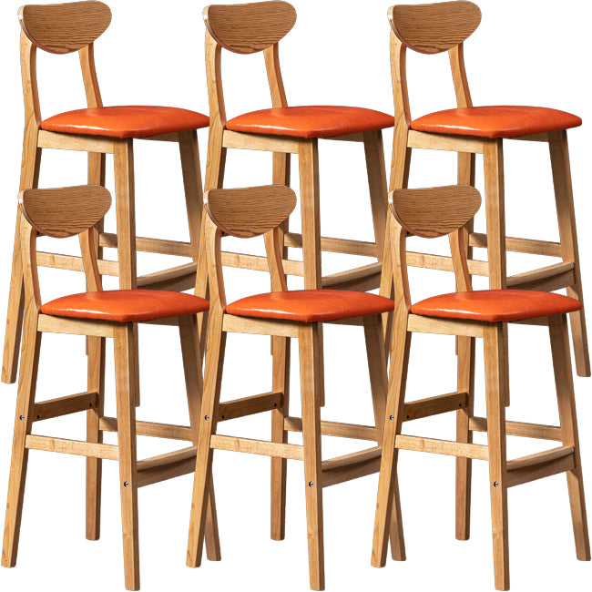 Scandinavian Wood Stool Rectangle Seat Upholstered Counter Stool