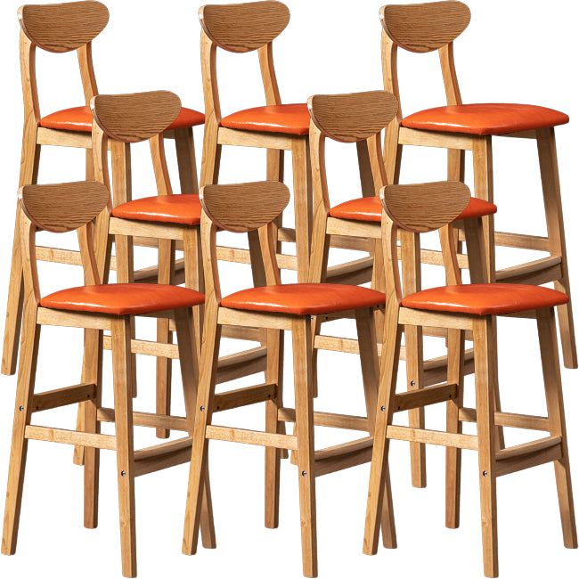 Scandinavian Wood Stool Rectangle Seat Upholstered Counter Stool