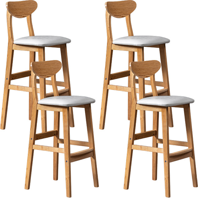 Scandinavian Wood Stool Rectangle Seat Upholstered Counter Stool