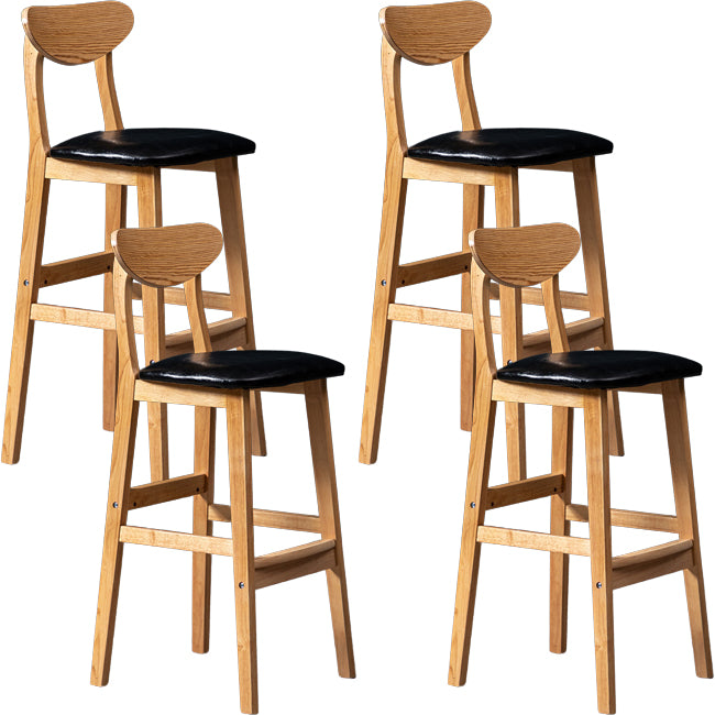 Scandinavian Wood Stool Rectangle Seat Upholstered Counter Stool