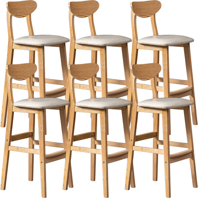 Scandinavian Wood Stool Rectangle Seat Upholstered Counter Stool