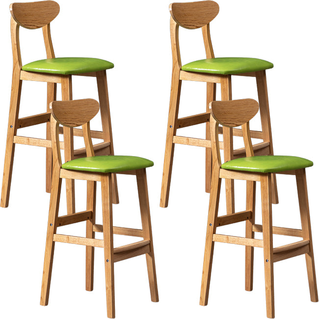 Scandinavian Wood Stool Rectangle Seat Upholstered Counter Stool