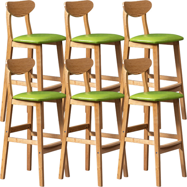 Scandinavian Wood Stool Rectangle Seat Upholstered Counter Stool