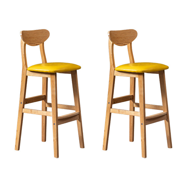 Scandinavian Wood Stool Rectangle Seat Upholstered Counter Stool