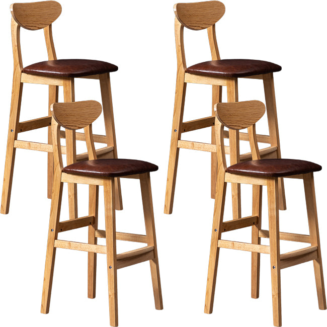 Scandinavian Wood Stool Rectangle Seat Upholstered Counter Stool