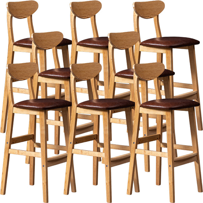 Scandinavian Wood Stool Rectangle Seat Upholstered Counter Stool