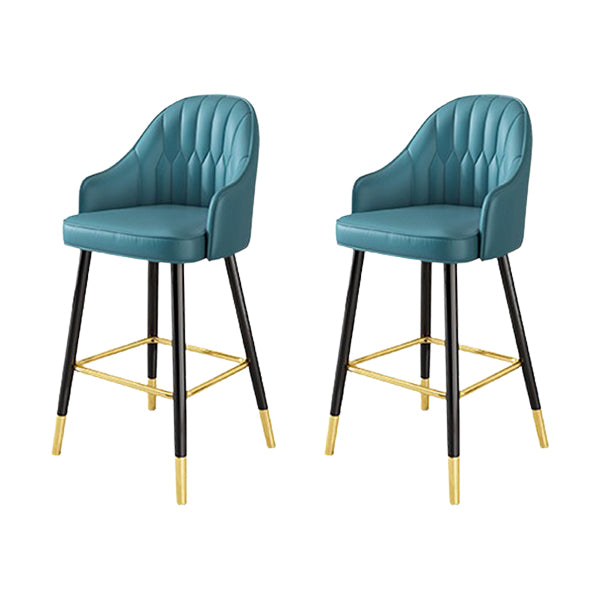 Glam Metal Barstool Faux Leather Kitchen Counter Stool in Matte Finish with 4 Legs