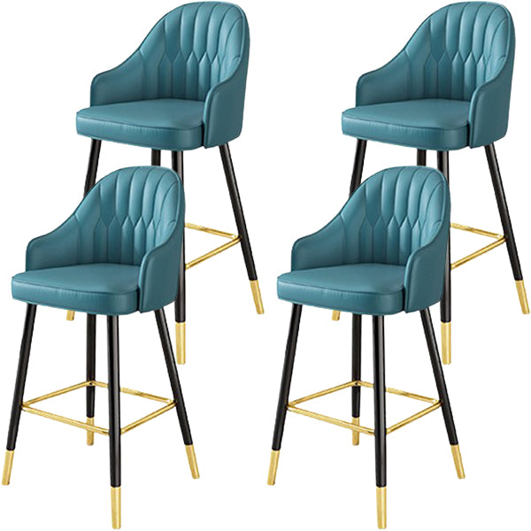 Glam Metal Barstool Faux Leather Kitchen Counter Stool in Matte Finish with 4 Legs