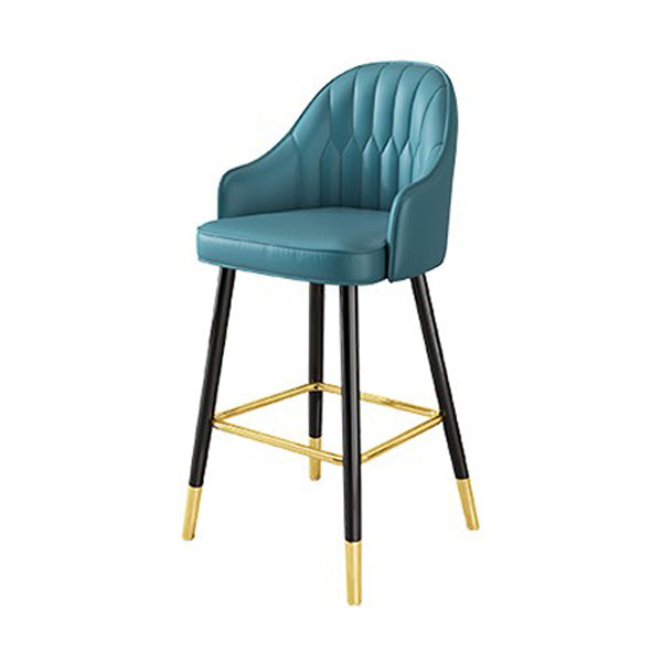 Glam Metal Barstool Faux Leather Kitchen Counter Stool in Matte Finish with 4 Legs