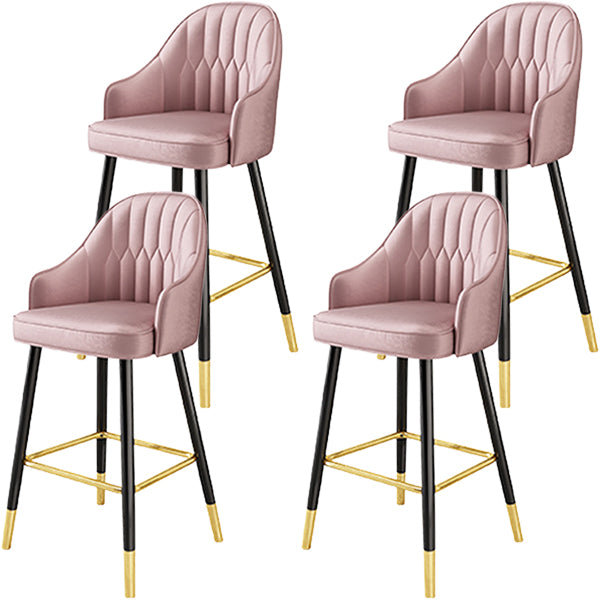 Glam Metal Barstool Faux Leather Kitchen Counter Stool in Matte Finish with 4 Legs