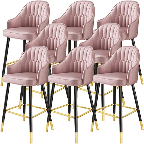 Glam Metal Barstool Faux Leather Kitchen Counter Stool in Matte Finish with 4 Legs