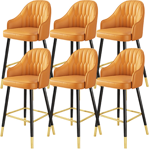 Glam Metal Barstool Faux Leather Kitchen Counter Stool in Matte Finish with 4 Legs