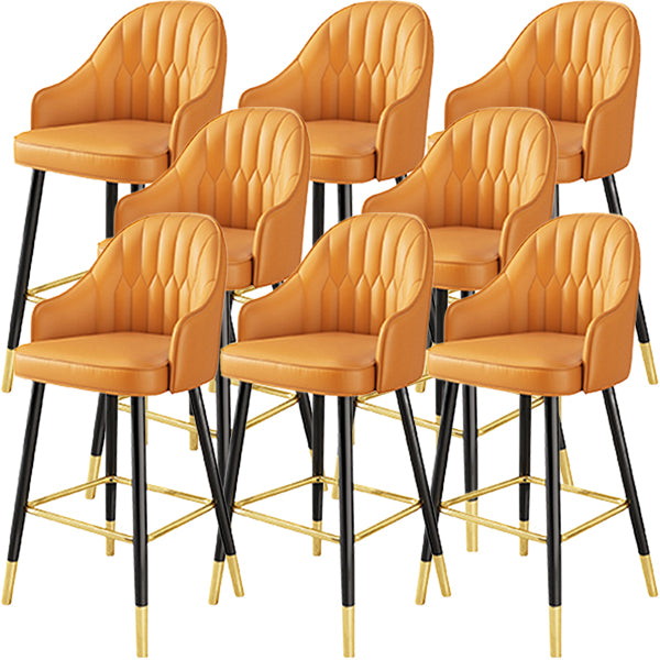 Glam Metal Barstool Faux Leather Kitchen Counter Stool in Matte Finish with 4 Legs