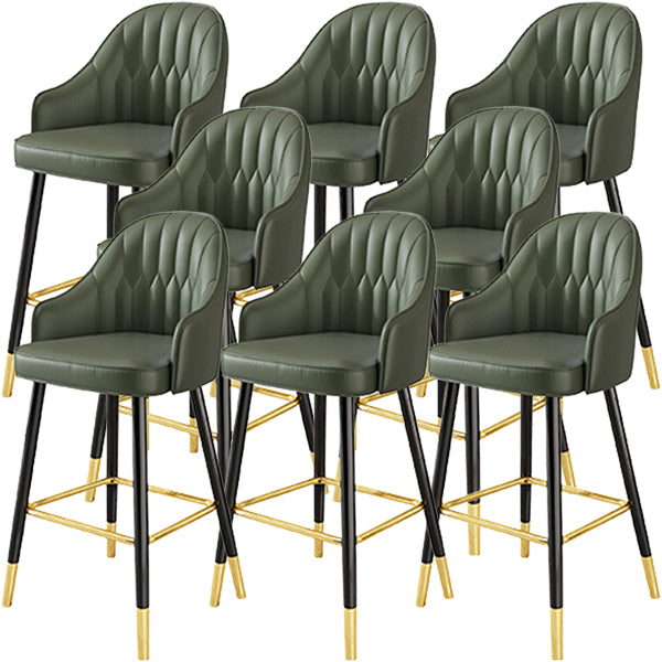 Glam Metal Barstool Faux Leather Kitchen Counter Stool in Matte Finish with 4 Legs