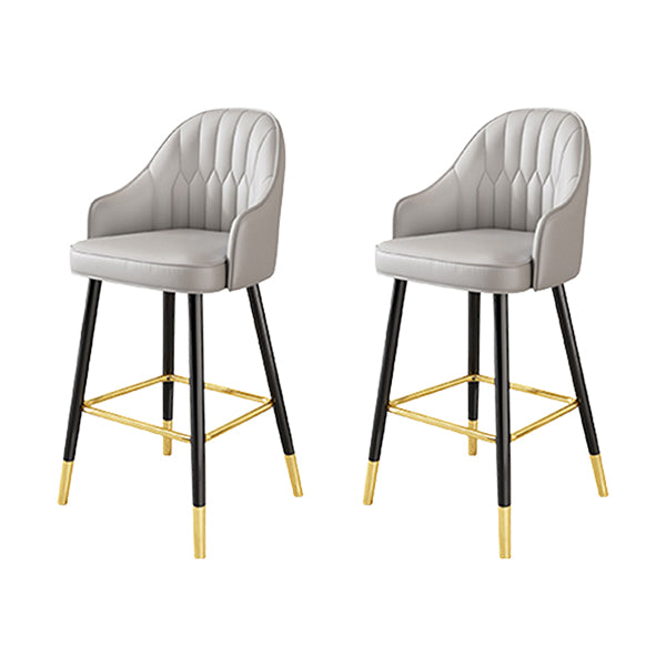 Glam Metal Barstool Faux Leather Kitchen Counter Stool in Matte Finish with 4 Legs