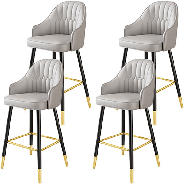 Glam Metal Barstool Faux Leather Kitchen Counter Stool in Matte Finish with 4 Legs