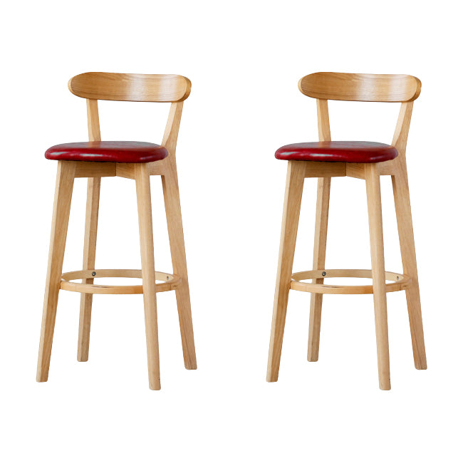 Scandinavian Wood Stool Fabric Upholstered Rectangle Seat Counter Stool in Matte Finish