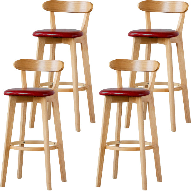 Scandinavian Wood Stool Fabric Upholstered Rectangle Seat Counter Stool in Matte Finish