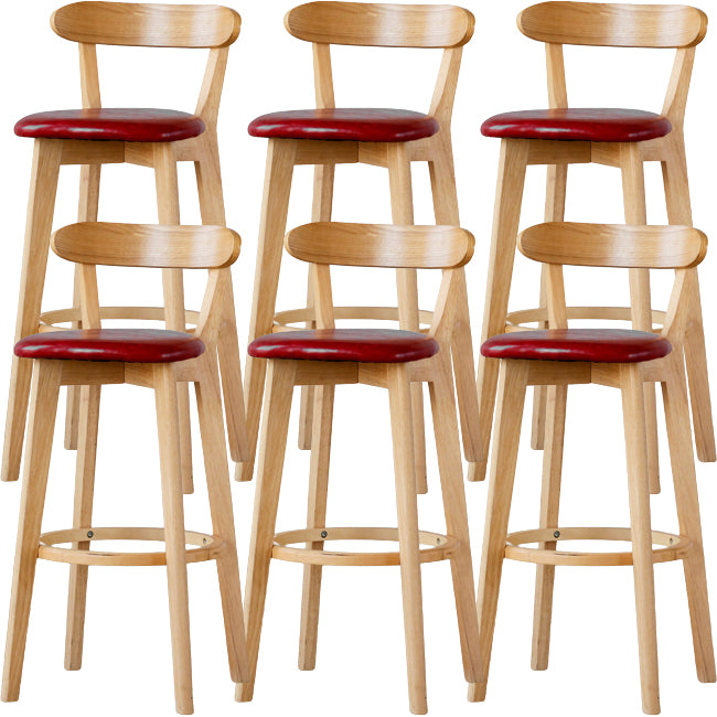 Scandinavian Wood Stool Fabric Upholstered Rectangle Seat Counter Stool in Matte Finish