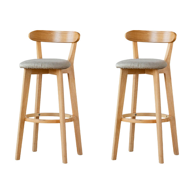 Scandinavian Wood Stool Fabric Upholstered Rectangle Seat Counter Stool in Matte Finish