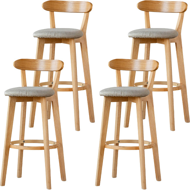 Scandinavian Wood Stool Fabric Upholstered Rectangle Seat Counter Stool in Matte Finish