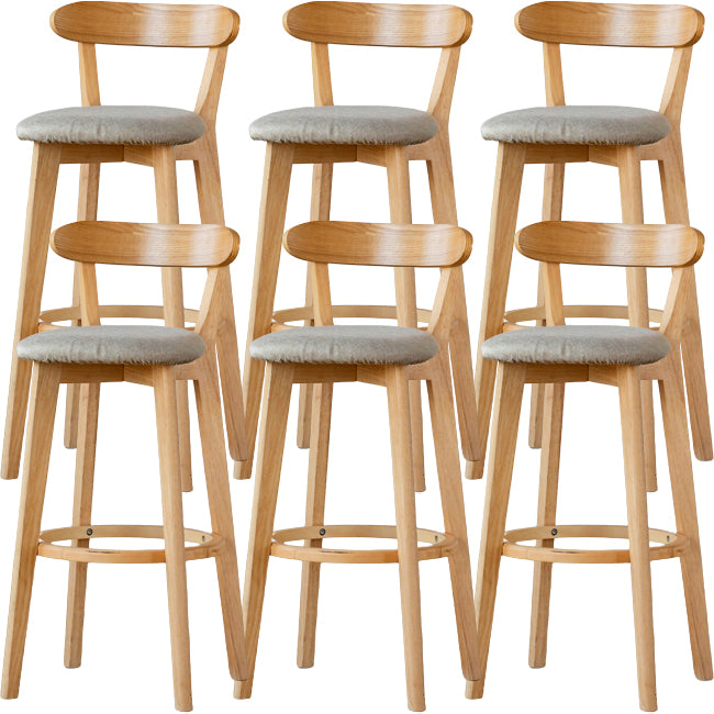 Scandinavian Wood Stool Fabric Upholstered Rectangle Seat Counter Stool in Matte Finish