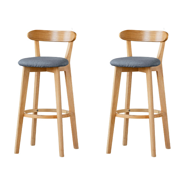 Scandinavian Wood Stool Fabric Upholstered Rectangle Seat Counter Stool in Matte Finish